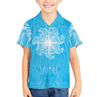 New Zealand Matariki Waiti Family Matching Puletasi and Hawaiian Shirt Maori Moko Cyan Galaxy