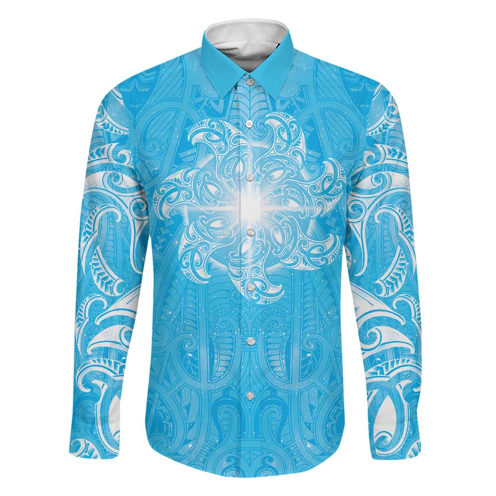 New Zealand Matariki Waiti Family Matching Short Sleeve Bodycon Dress and Hawaiian Shirt Maori Moko Cyan Galaxy