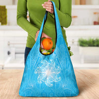 New Zealand Matariki Waiti Grocery Bag Maori Moko Cyan Galaxy LT05 - Polynesian Pride