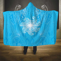 New Zealand Matariki Waiti Hooded Blanket Maori Moko Cyan Galaxy LT05 - Polynesian Pride