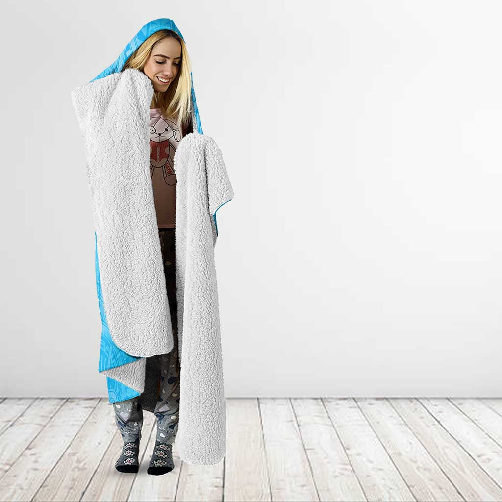 New Zealand Matariki Waiti Hooded Blanket Maori Moko Cyan Galaxy LT05 - Polynesian Pride
