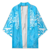 New Zealand Matariki Waiti Kimono Maori Moko Cyan Galaxy LT05 Unisex Cyan - Polynesian Pride
