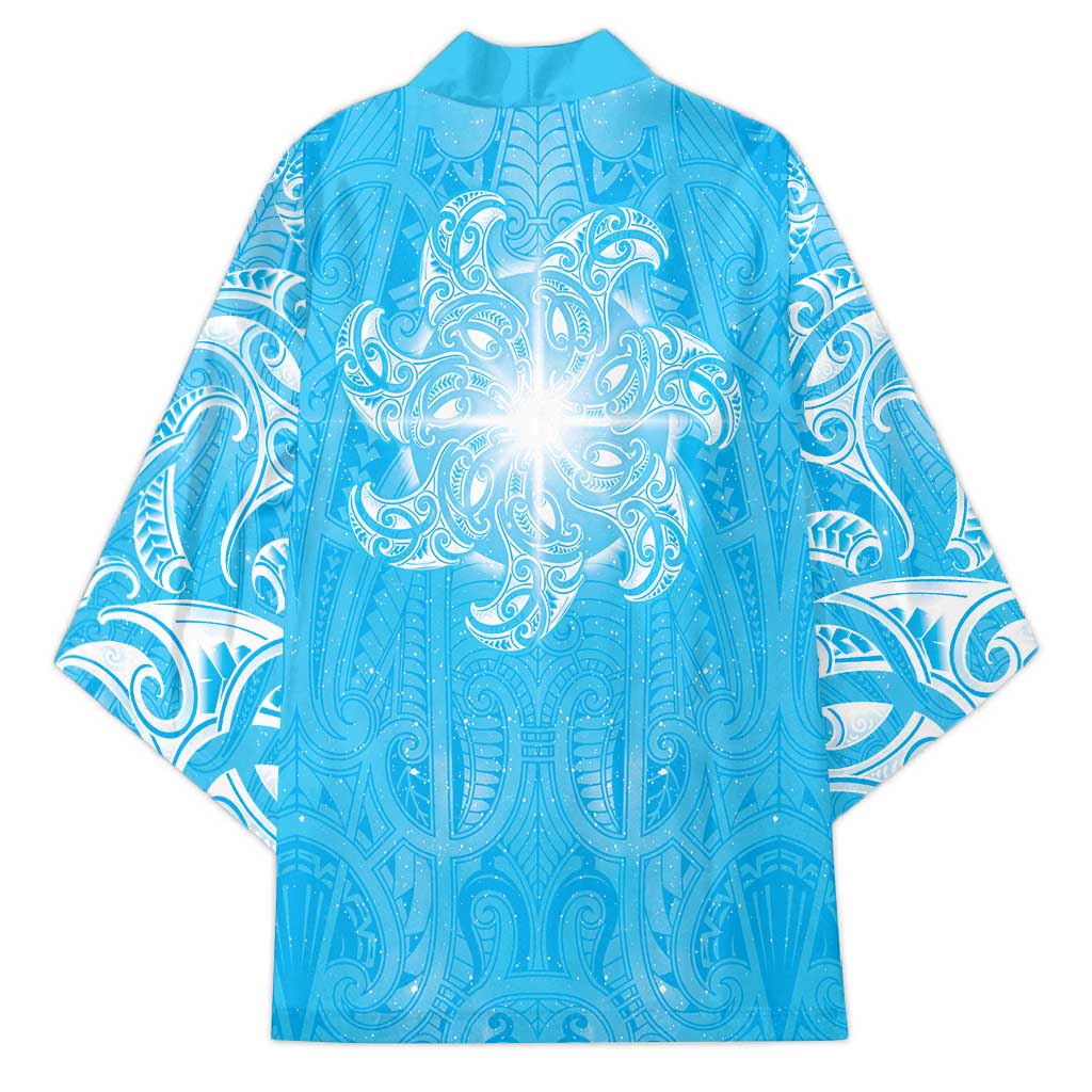 New Zealand Matariki Waiti Kimono Maori Moko Cyan Galaxy LT05 - Polynesian Pride