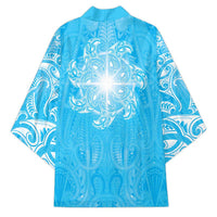 New Zealand Matariki Waiti Kimono Maori Moko Cyan Galaxy LT05 - Polynesian Pride