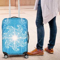 New Zealand Matariki Waiti Luggage Cover Maori Moko Cyan Galaxy LT05 Cyan - Polynesian Pride