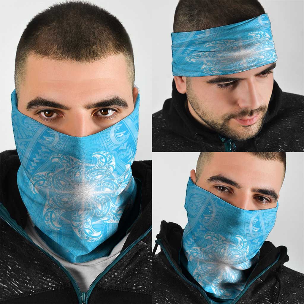 New Zealand Matariki Waiti Neck Gaiter Maori Moko Cyan Galaxy LT05 - Polynesian Pride