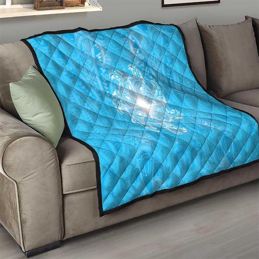 New Zealand Matariki Waiti Quilt Maori Moko Cyan Galaxy LT05 - Polynesian Pride