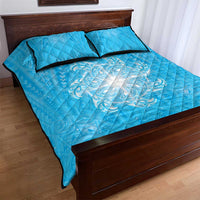 New Zealand Matariki Waiti Quilt Bed Set Maori Moko Cyan Galaxy LT05 - Polynesian Pride
