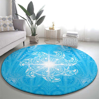 New Zealand Matariki Waiti Round Carpet Maori Moko Cyan Galaxy LT05 - Polynesian Pride