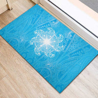 New Zealand Matariki Waiti Rubber Doormat Maori Moko Cyan Galaxy LT05 - Polynesian Pride
