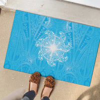 New Zealand Matariki Waiti Rubber Doormat Maori Moko Cyan Galaxy LT05 - Polynesian Pride