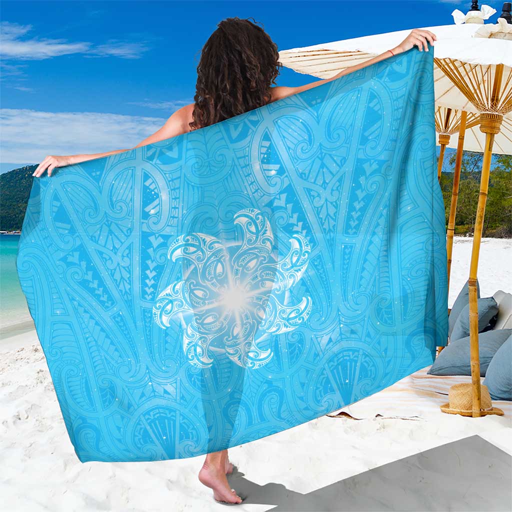 New Zealand Matariki Waiti Sarong Maori Moko Cyan Galaxy LT05 One Size 44 x 66 inches Cyan - Polynesian Pride