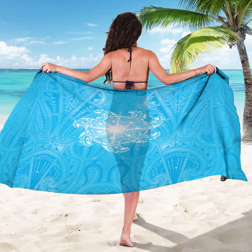 New Zealand Matariki Waiti Sarong Maori Moko Cyan Galaxy LT05 - Polynesian Pride
