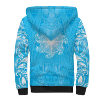 New Zealand Matariki Waiti Sherpa Hoodie Maori Moko Cyan Galaxy LT05 - Polynesian Pride