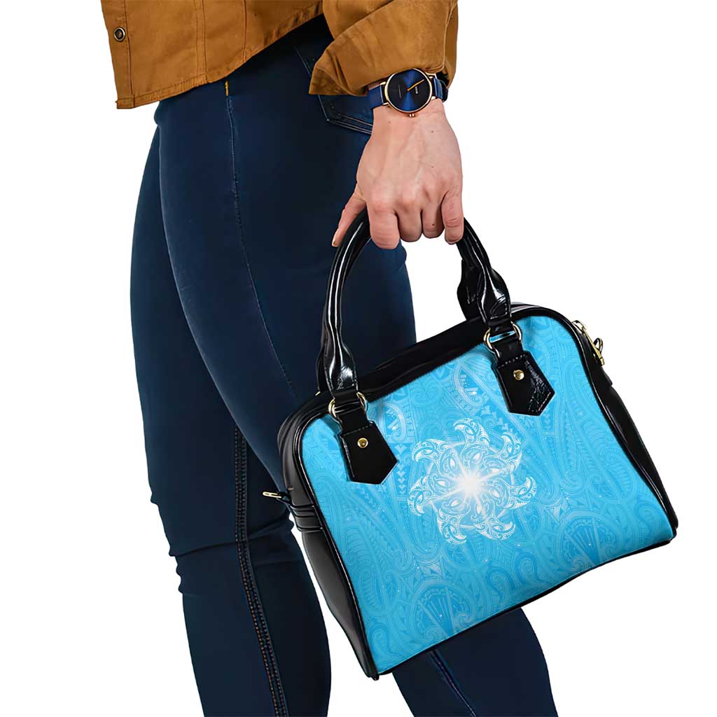 New Zealand Matariki Waiti Shoulder Handbag Maori Moko Cyan Galaxy LT05 - Polynesian Pride