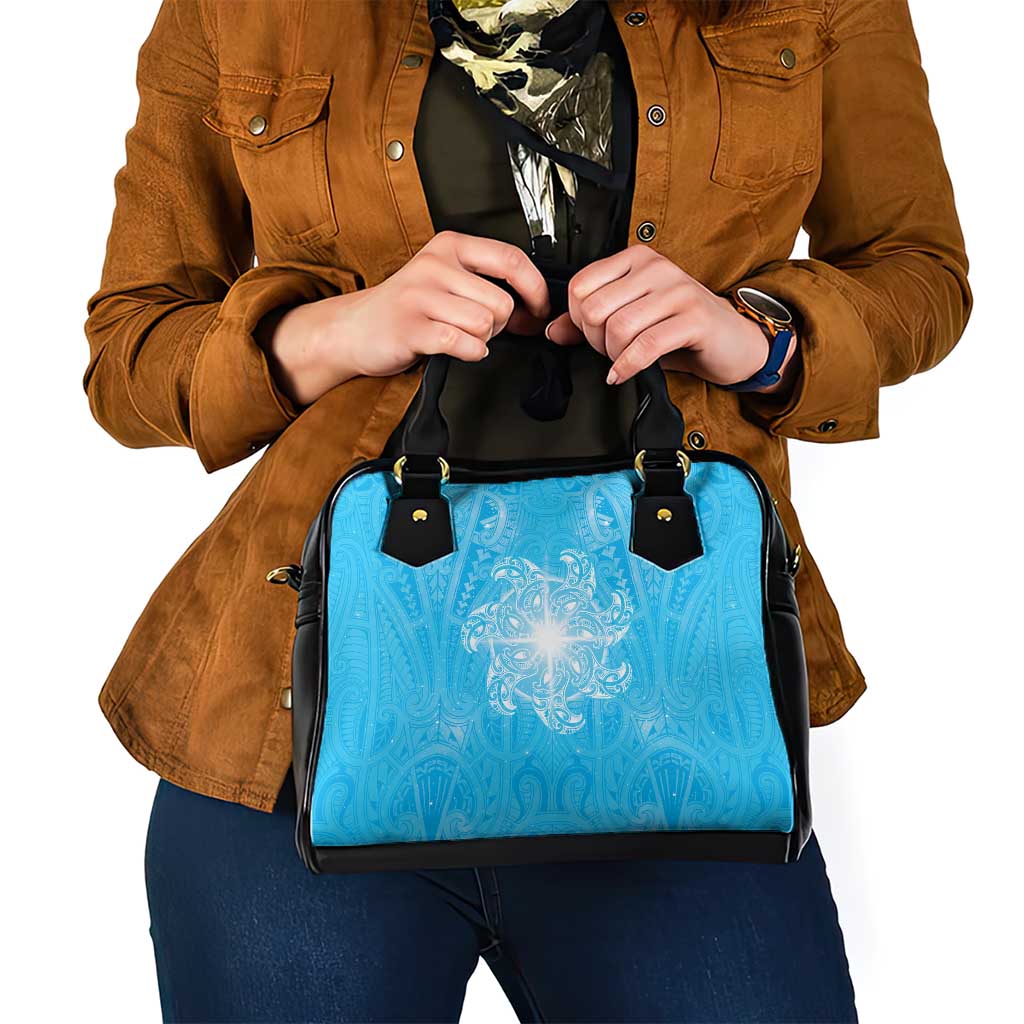 New Zealand Matariki Waiti Shoulder Handbag Maori Moko Cyan Galaxy LT05 - Polynesian Pride