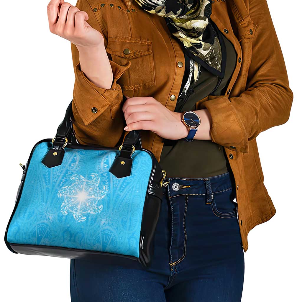New Zealand Matariki Waiti Shoulder Handbag Maori Moko Cyan Galaxy LT05 - Polynesian Pride