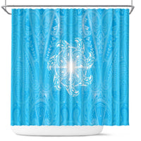 New Zealand Matariki Waiti Shower Curtain Maori Moko Cyan Galaxy LT05 Cyan - Polynesian Pride