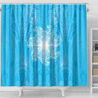 New Zealand Matariki Waiti Shower Curtain Maori Moko Cyan Galaxy LT05 - Polynesian Pride