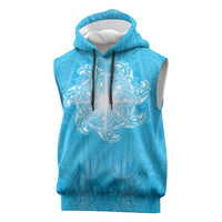 New Zealand Matariki Waiti Sleeveless Hoodie Maori Moko Cyan Galaxy LT05 Cyan - Polynesian Pride