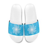 New Zealand Matariki Waiti Slide Sandals Maori Moko Cyan Galaxy LT05 Cyan - Polynesian Pride