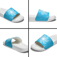 New Zealand Matariki Waiti Slide Sandals Maori Moko Cyan Galaxy LT05 - Polynesian Pride