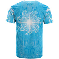 New Zealand Matariki Waiti T Shirt Maori Moko Cyan Galaxy LT05 - Polynesian Pride