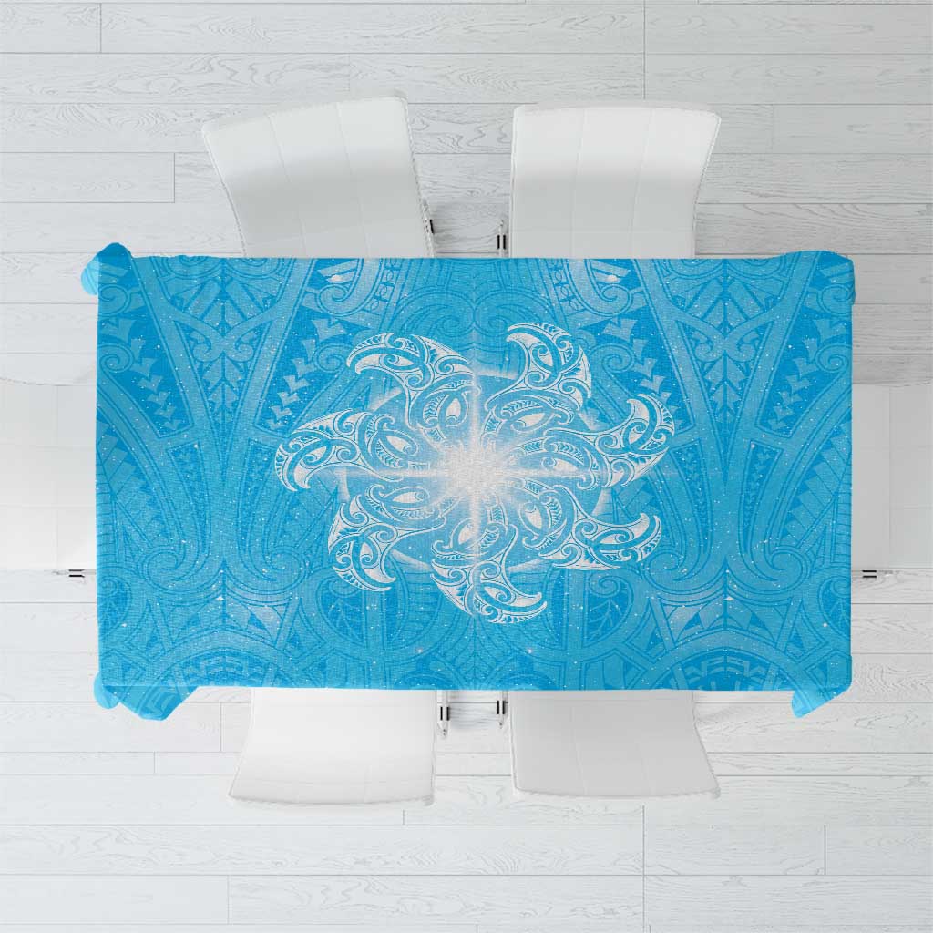 New Zealand Matariki Waiti Tablecloth Maori Moko Cyan Galaxy LT05 Cyan - Polynesian Pride