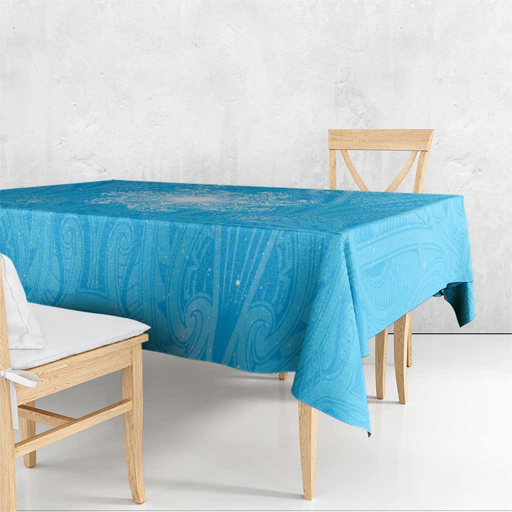 New Zealand Matariki Waiti Tablecloth Maori Moko Cyan Galaxy LT05 - Polynesian Pride