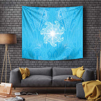 New Zealand Matariki Waiti Tapestry Maori Moko Cyan Galaxy