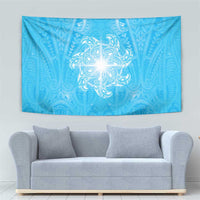New Zealand Matariki Waiti Tapestry Maori Moko Cyan Galaxy