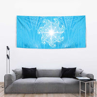 New Zealand Matariki Waiti Tapestry Maori Moko Cyan Galaxy