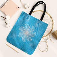 New Zealand Matariki Waiti Tote Bag Maori Moko Cyan Galaxy LT05 Black Strap One Size Cyan - Polynesian Pride