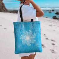 New Zealand Matariki Waiti Tote Bag Maori Moko Cyan Galaxy LT05 - Polynesian Pride