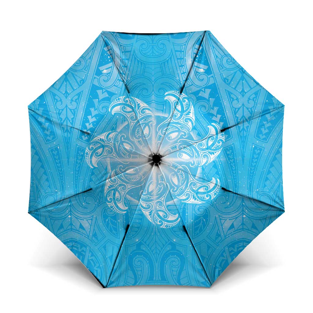 New Zealand Matariki Waiti Umbrella Maori Moko Cyan Galaxy