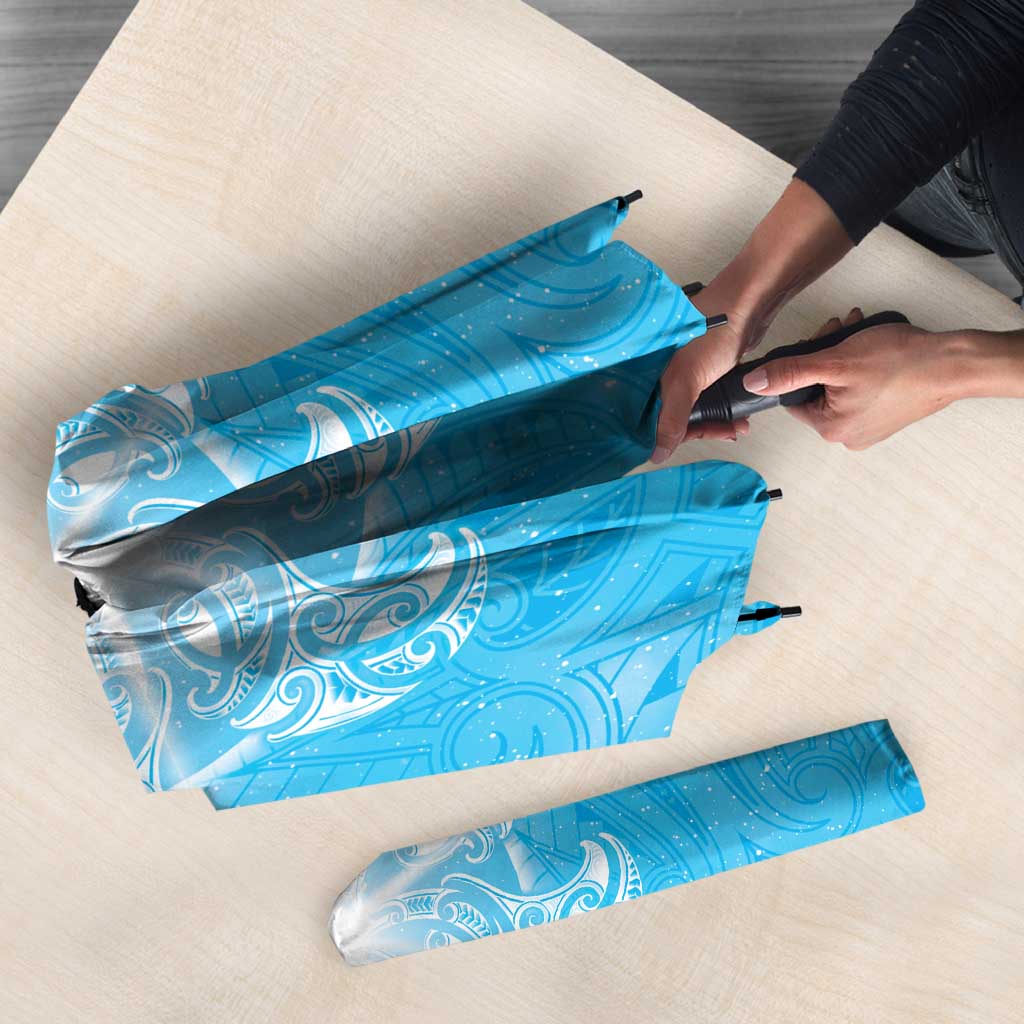 New Zealand Matariki Waiti Umbrella Maori Moko Cyan Galaxy