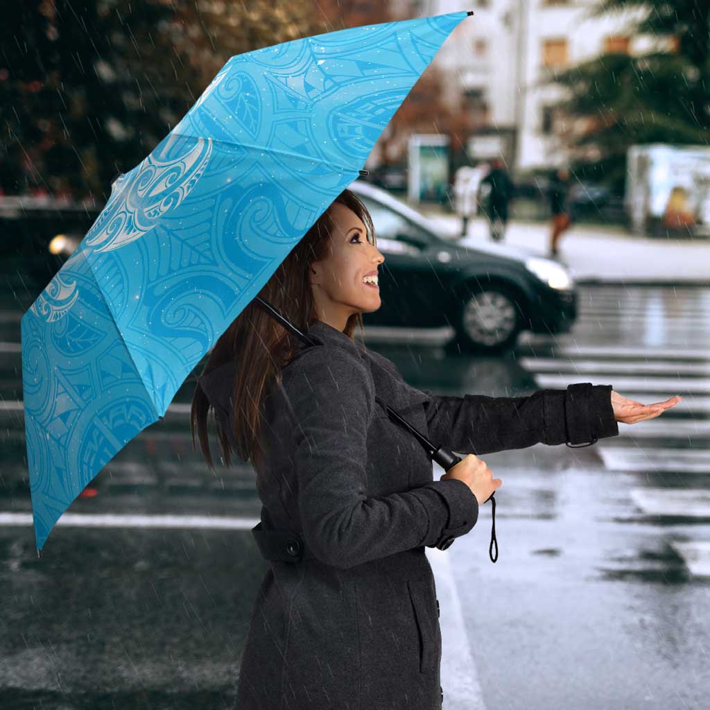 New Zealand Matariki Waiti Umbrella Maori Moko Cyan Galaxy