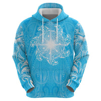 New Zealand Matariki Waiti Zip Hoodie Maori Moko Cyan Galaxy LT05 - Polynesian Pride