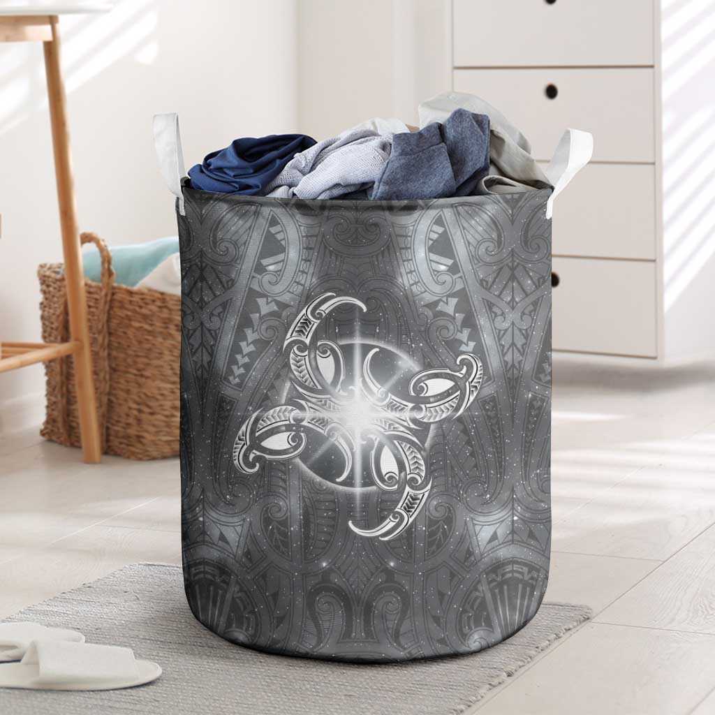 New Zealand Matariki Ururangi Laundry Basket Maori Moko Grey Galaxy LT05 Grey - Polynesian Pride