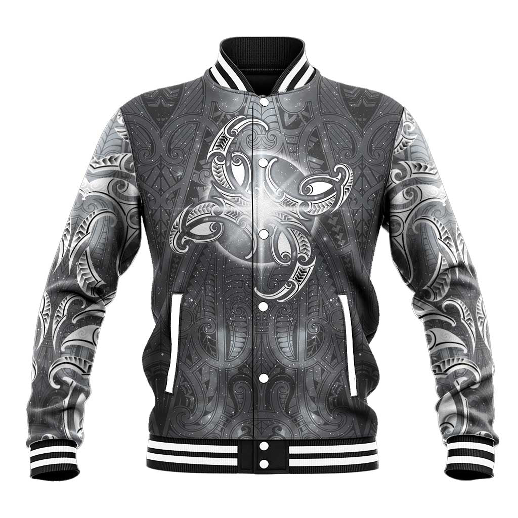 New Zealand Matariki Ururangi Baseball Jacket Maori Moko Grey Galaxy LT05 Unisex Grey - Polynesian Pride