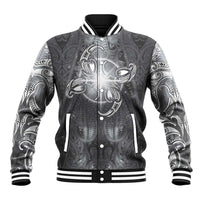 New Zealand Matariki Ururangi Baseball Jacket Maori Moko Grey Galaxy LT05 Unisex Grey - Polynesian Pride