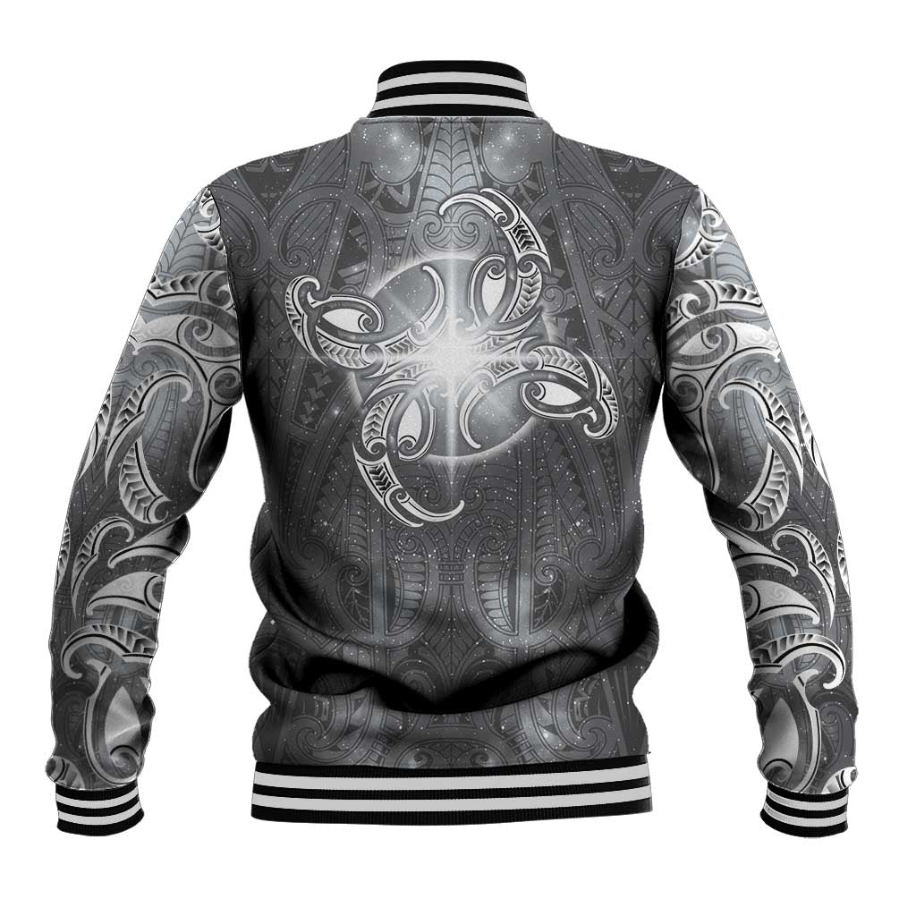 New Zealand Matariki Ururangi Baseball Jacket Maori Moko Grey Galaxy LT05 - Polynesian Pride