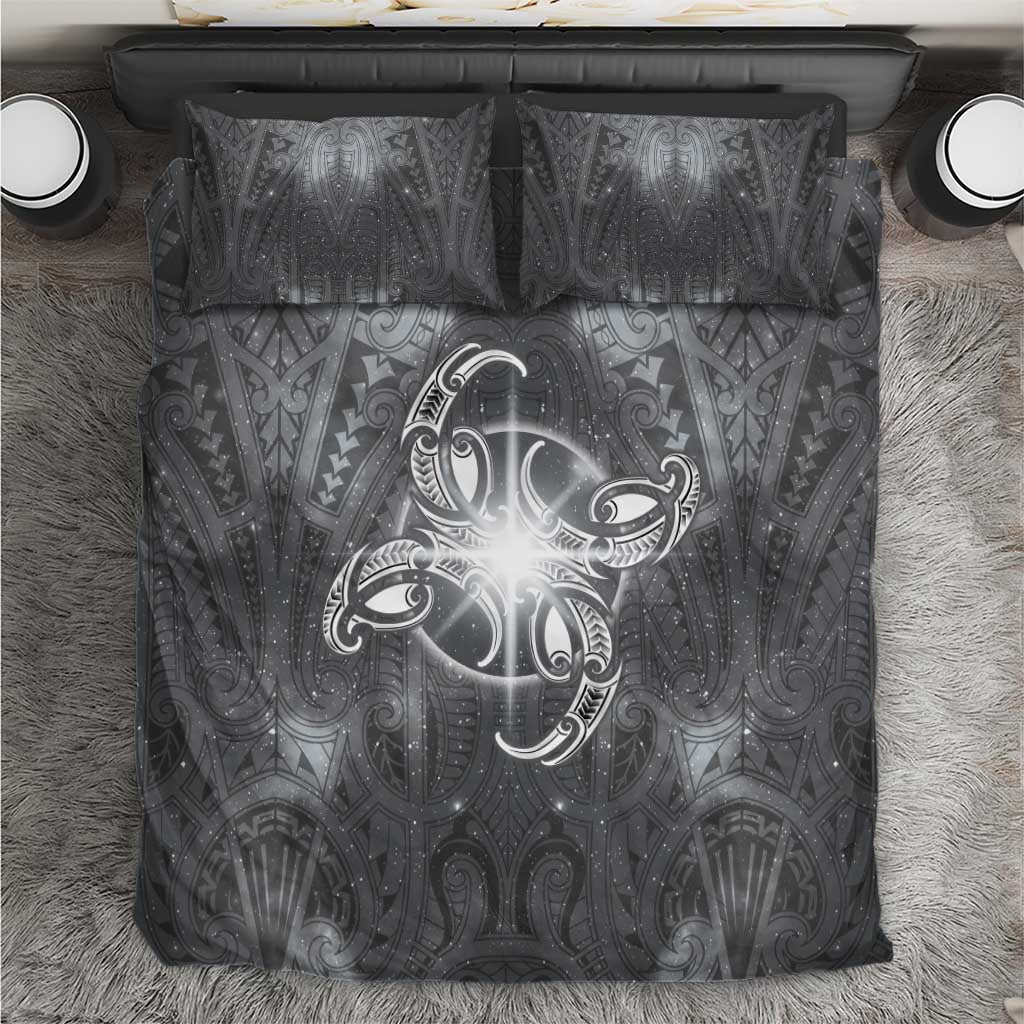 New Zealand Matariki Ururangi Bedding Set Maori Moko Grey Galaxy