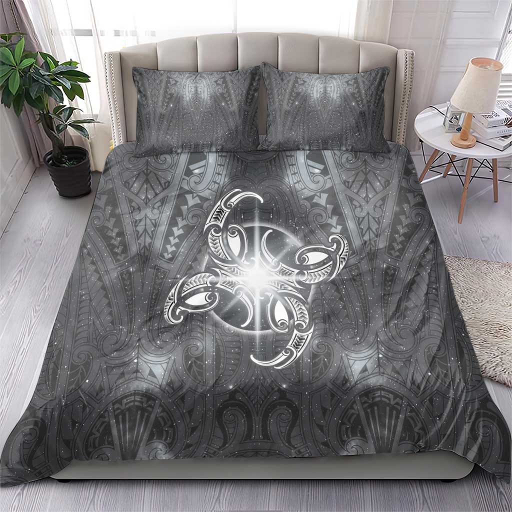 New Zealand Matariki Ururangi Bedding Set Maori Moko Grey Galaxy