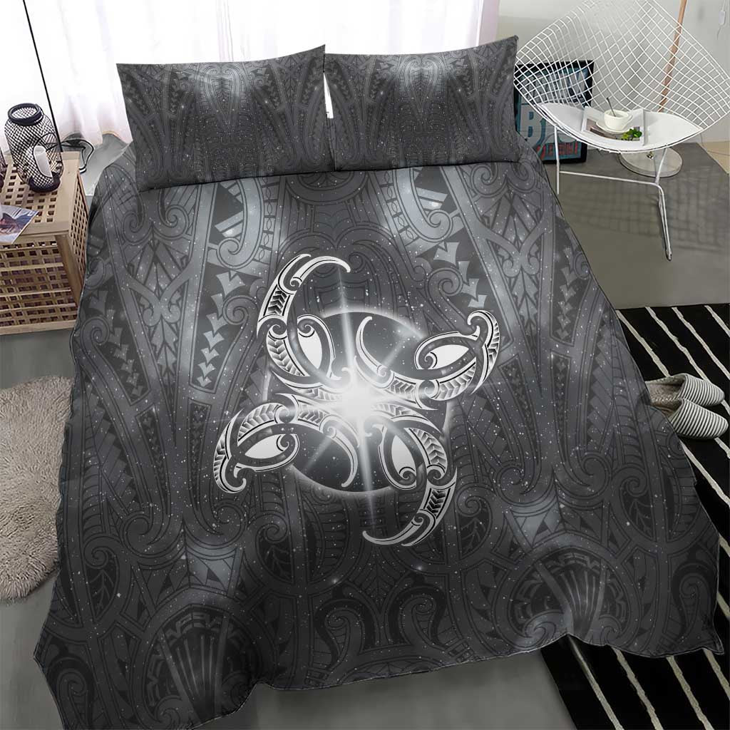 New Zealand Matariki Ururangi Bedding Set Maori Moko Grey Galaxy