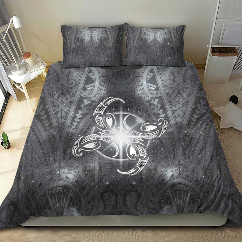 New Zealand Matariki Ururangi Bedding Set Maori Moko Grey Galaxy