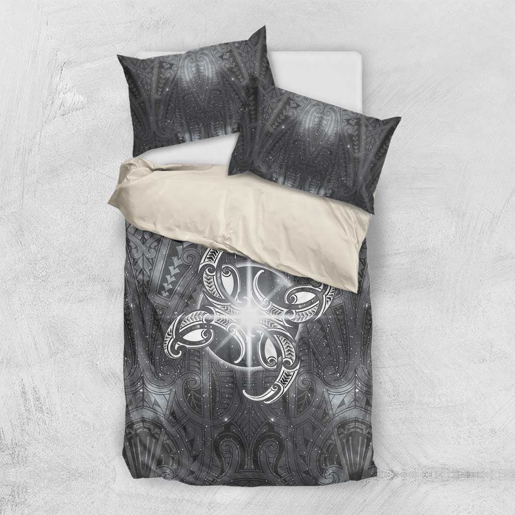 New Zealand Matariki Ururangi Bedding Set Maori Moko Grey Galaxy