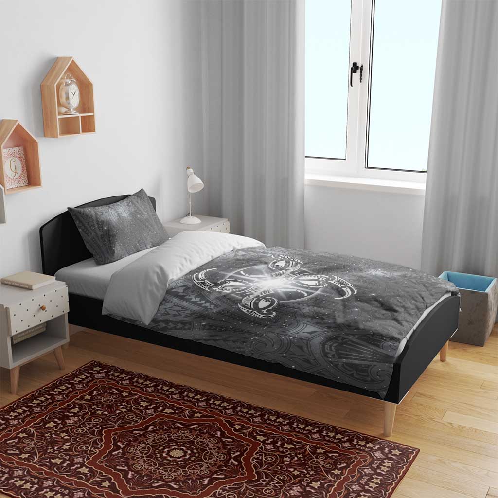 New Zealand Matariki Ururangi Bedding Set Maori Moko Grey Galaxy