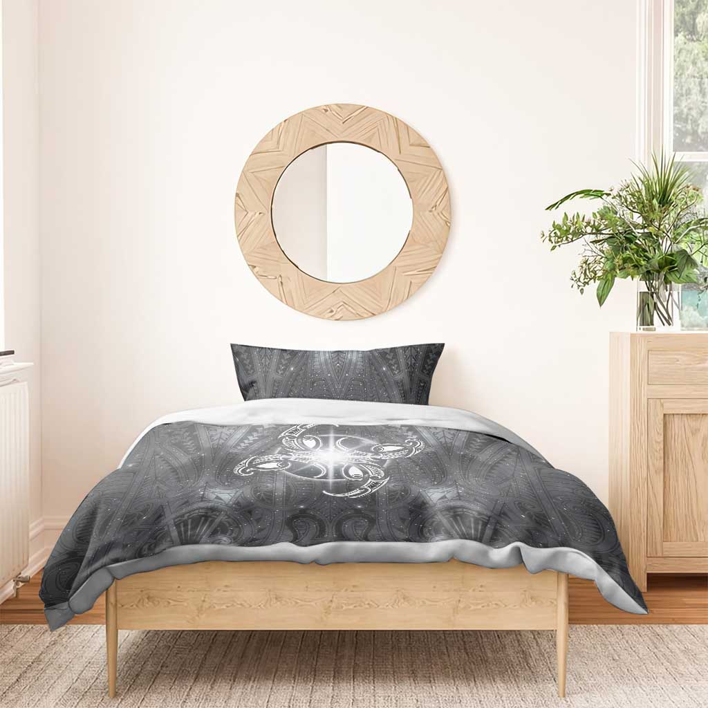 New Zealand Matariki Ururangi Bedding Set Maori Moko Grey Galaxy