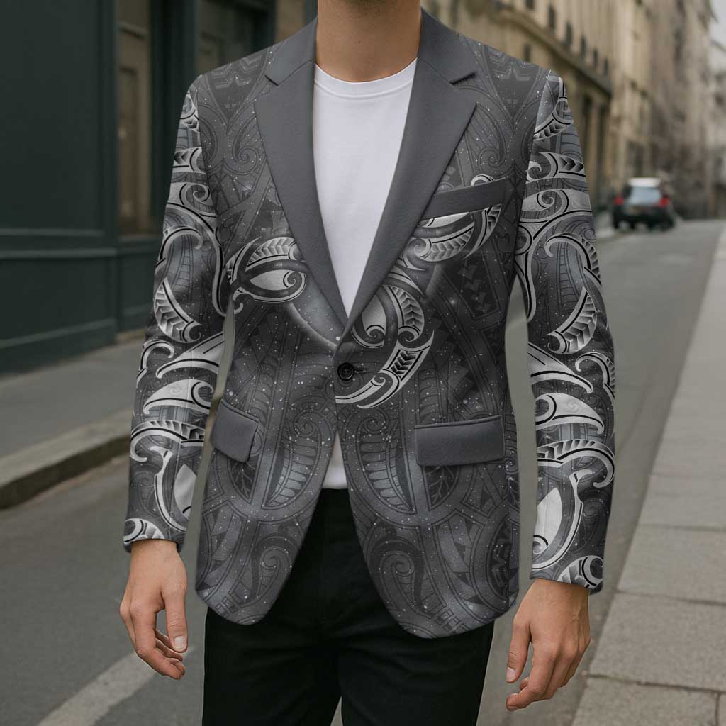 New Zealand Matariki Ururangi Blazer Maori Moko Grey Galaxy LT05 - Polynesian Pride